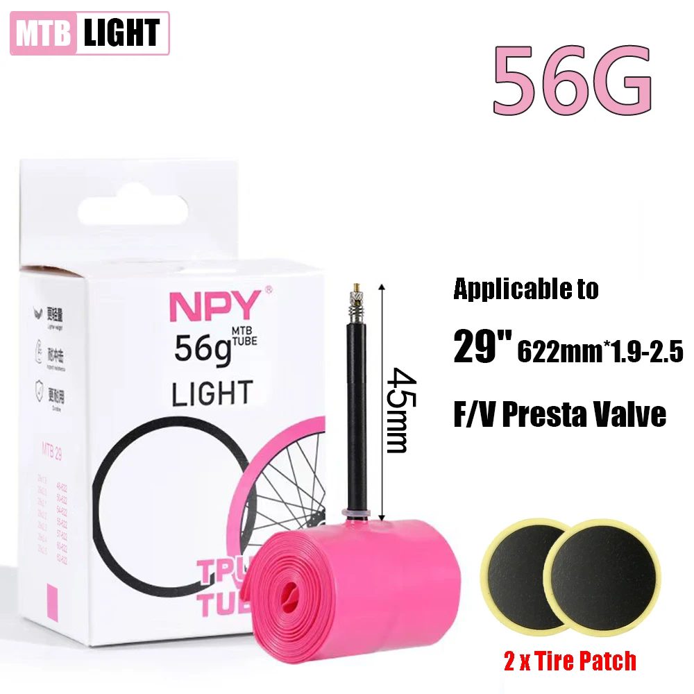 NPY TPU 1 Stück MTB Fahrradschlauch Licht 26 27,5 29 Zoll Fahrrad TPU Material Reifen 45 mm französisches Ventil Superleicht Anti-Oxidation