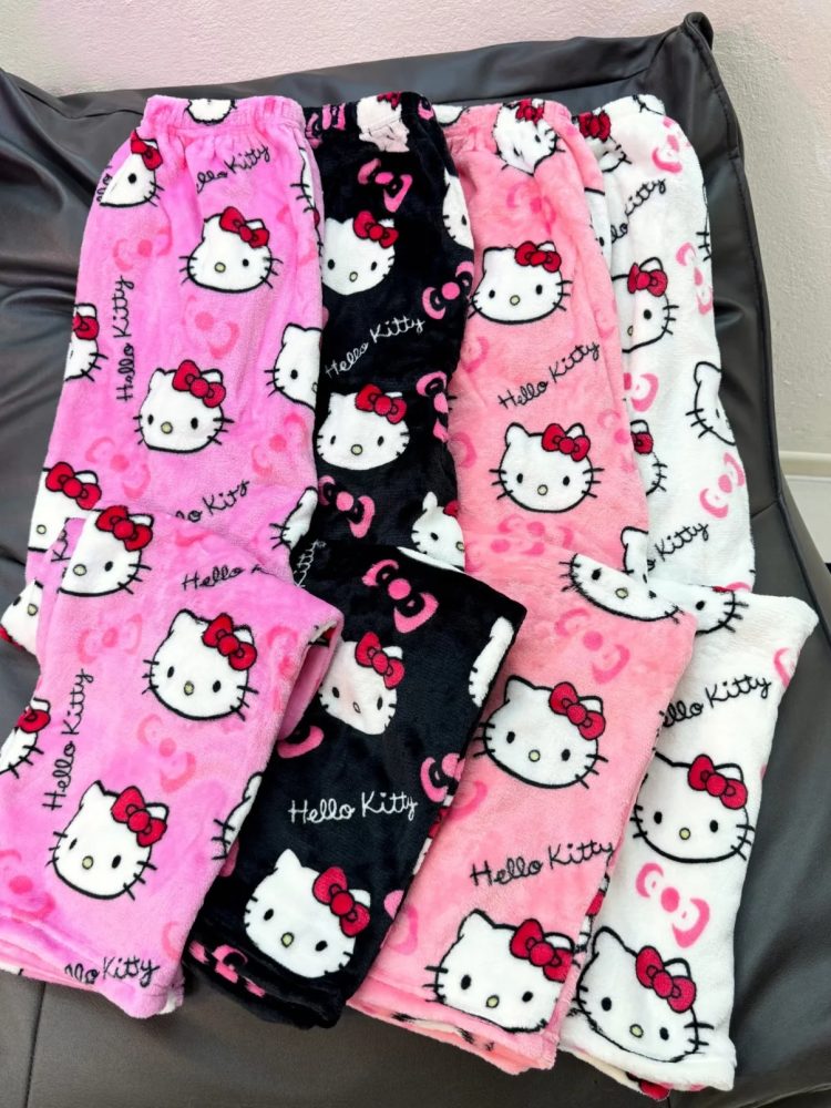2026 Neue Hello Kitty Pyjamahosen Anime Damen-Pyjamahosen Cartoon-Paar-Schlafanzughosen Freizeit-Hauskleidung