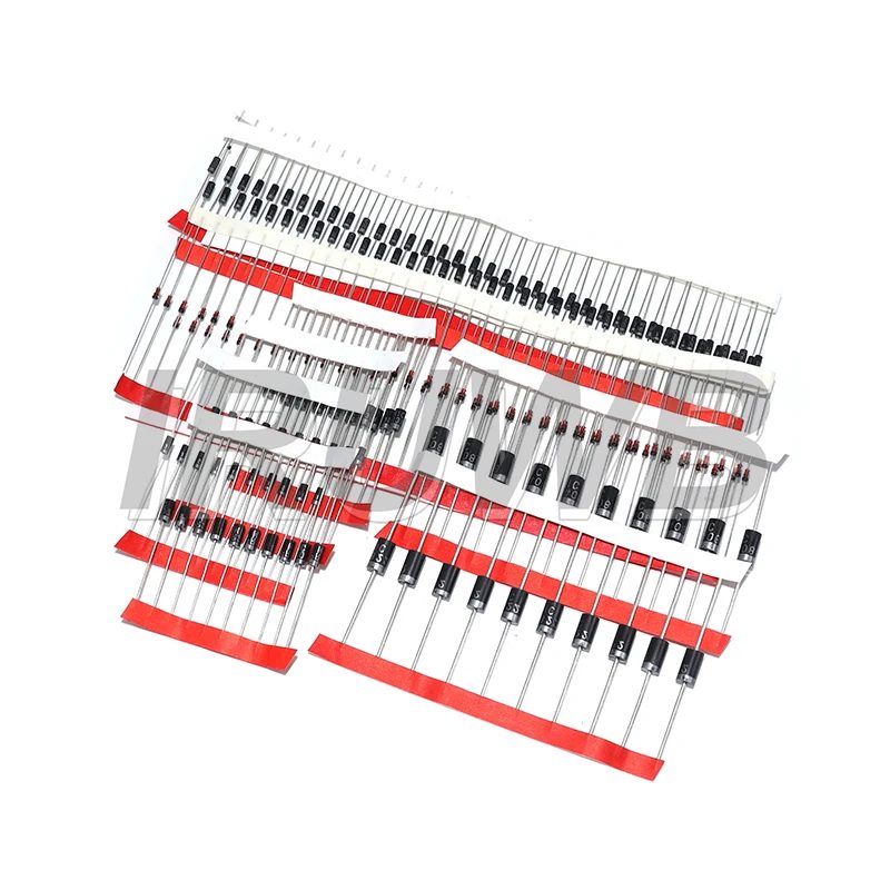 100PCS Fast Switching Schottky Diode Elektronische Komponente Kit set 8 Werte 1N4148 1N4007 1N5819 1N5399 1N5408 1N5822 FR107 FR207