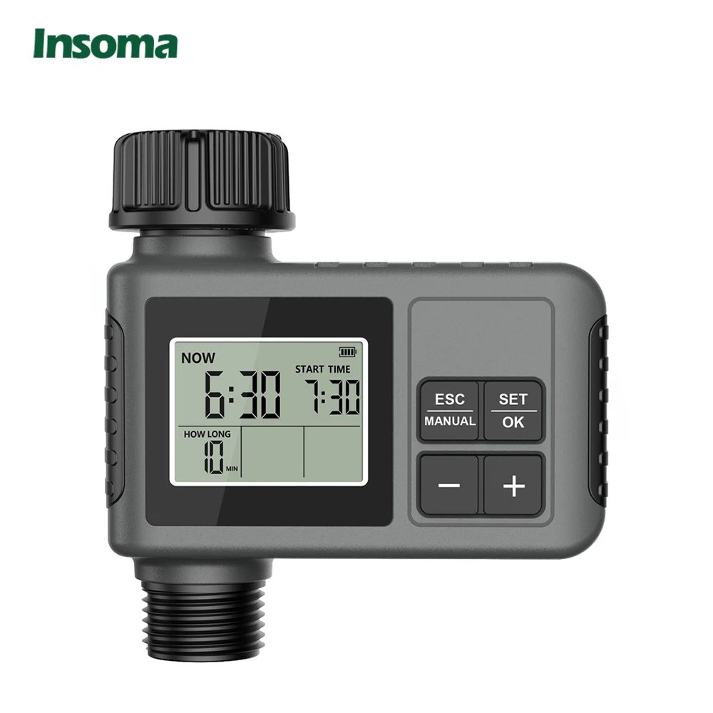 Insoma Automatischer Wassertimer Intelligentes Bewässerungssystem Sprinkler-Timer Gartenprogrammierer Ausrüstung IPX7 LCD-Display