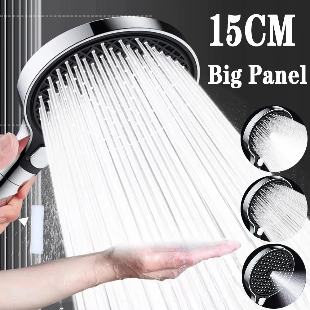 150 MM Große Panel 3 Modi Druck Boost Dusche Kopf Mit Filter Einstellbare Spray Düse Massage Dusche Wasserhahn Bad Zubehör