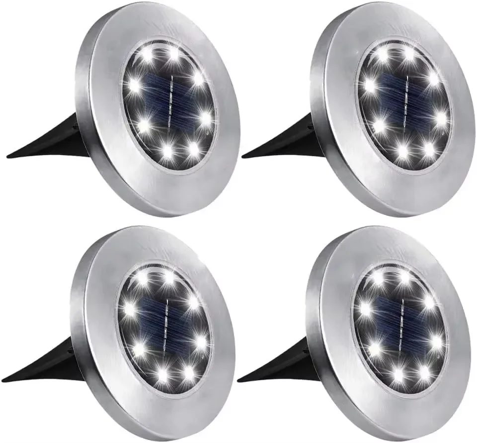 4 Stück 8 LED Solar Power Disk Licht Outdoor Garten Solar U-Licht Deck Licht Scheinwerfer vergrabene Solar-LED-Lampe