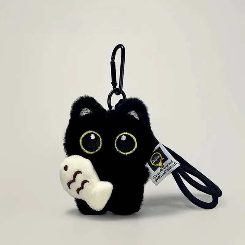 2 Stücke Coole Plüsch Schwarze Katze Puppe Spielzeug Schlüsselbund Tasche Anhänger Charms Auto Schlüsselring Zubehör für Frauen Paare Kawaii Geschenk
