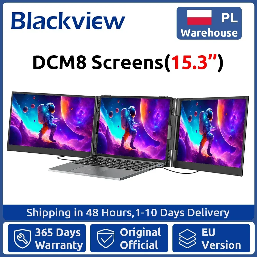 Blackview DCM8 Triple Laptop-Bildschirmerweiterung, 15,3 Zoll 1080P FHD IPS tragbarer externer Bildschirm, für Windows/Mac/Chrome OS & Mobile
