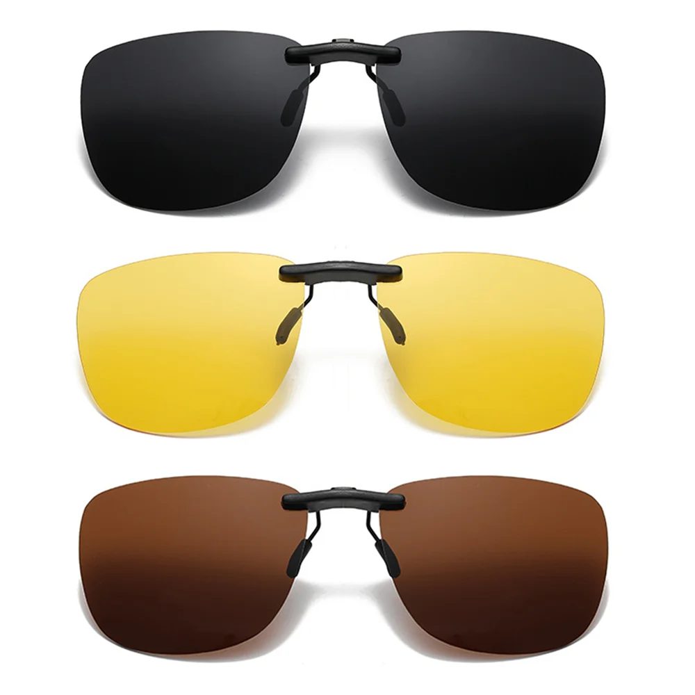 Quadratische Clip-On-Sonnenbrille für Damen, polarisiert, schwarze Linse, UV400, Nachtsicht, Fahren, Herren, Brille, Clips, blendfrei, Vintage-Brille
