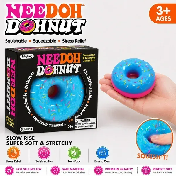 Neues perfektes Geschenk NeeDoh Dippin Dazzler Egg Donut Prank Stressabbau-Spielzeug Weiches Vinyl-Quetschspielzeug mit langsamer Rückfederung zum Zerdrücken als Dekoration