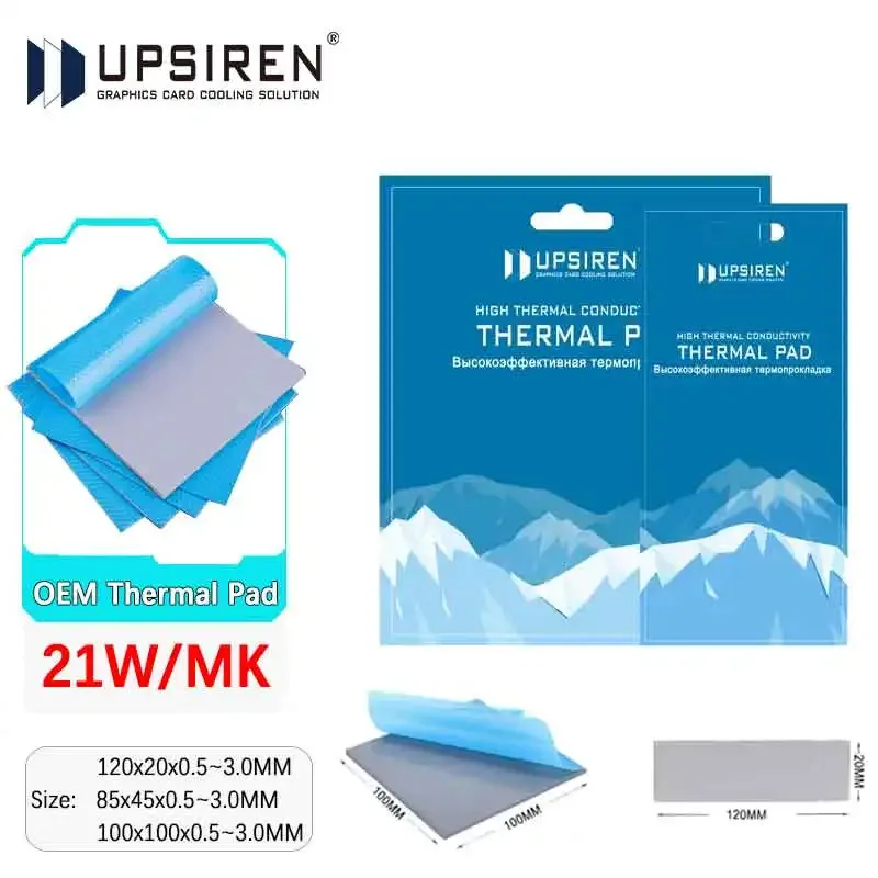 Upsiren 21W/mk 0,75/1,25/1,75mm GPU CPU Kühlkörper Kühl Leitfähiges Silikon Pad Hochwertiges Original Authentisches Wärmeleitpad