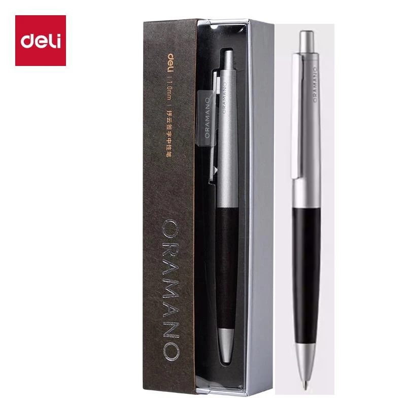 Deli ORAMNO Gelstift mit Walnussholzgriff, Vollmetallgehäuse, minimalistischer Signaturstift mit 0,5/0,7/1,0 mm, luxuriöses Business-Stift-Geschenkset