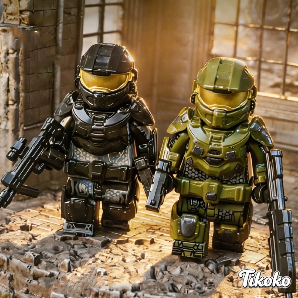 Haloed Baustein Mini-Actionfiguren Spielzeug T009 T010 T011