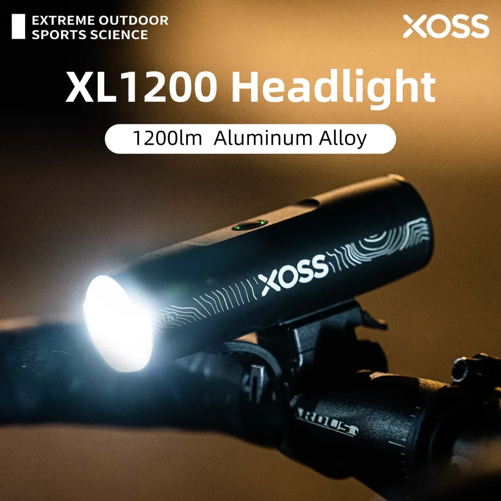 XOSS XL1200 Scheinwerfer 200-1200 Lm Fahrradlicht Wasserdicht wiederaufladbar Frontlampe Fahrradlicht Aluminium Ultraleichte Taschenlampe