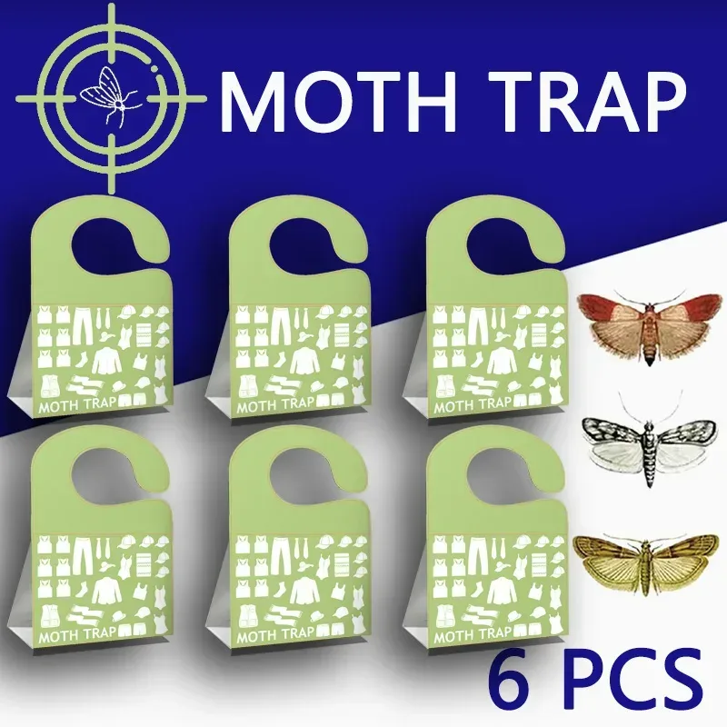 SilentKing 6PCS Mottenfallen Hausgarten Schädlingsbekämpfung Kleidung Küche Lebensmittel Speisekammer Motten Aufkleber Mottenfallen mit Pheromon