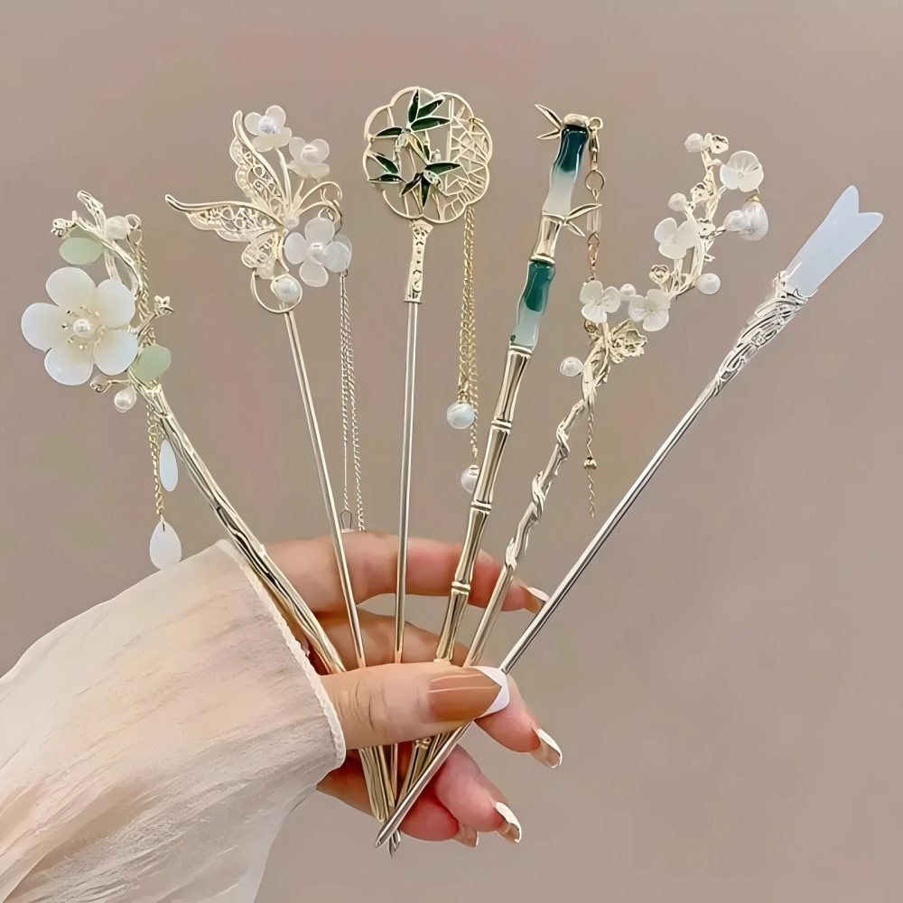 Elegante chinesische Stil Haarspange Quaste Haarstab traditionelles Blumenmuster Frisur Zubehör Frauen Schmuck Haarnadel Haarnadel