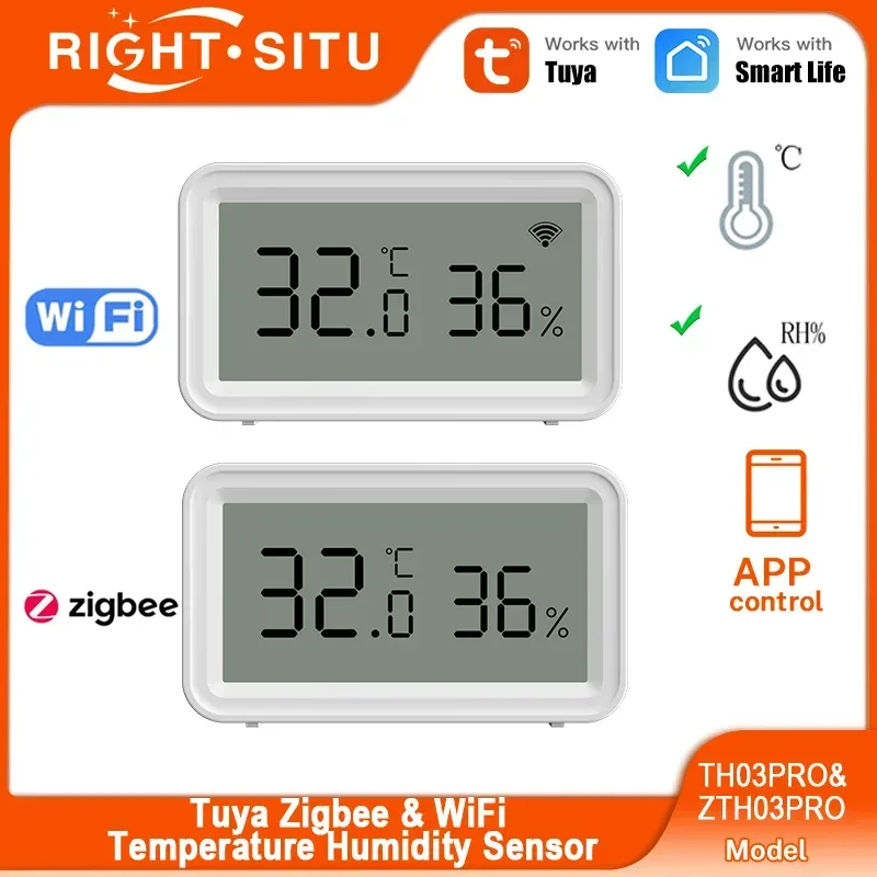 Tuya Zigbee 3,0 WiFi Temperatur Feuchtigkeit Sensor Smart Thermometer Hygrometer APP Fernbedienung Arbeit mit Yandex Alexa