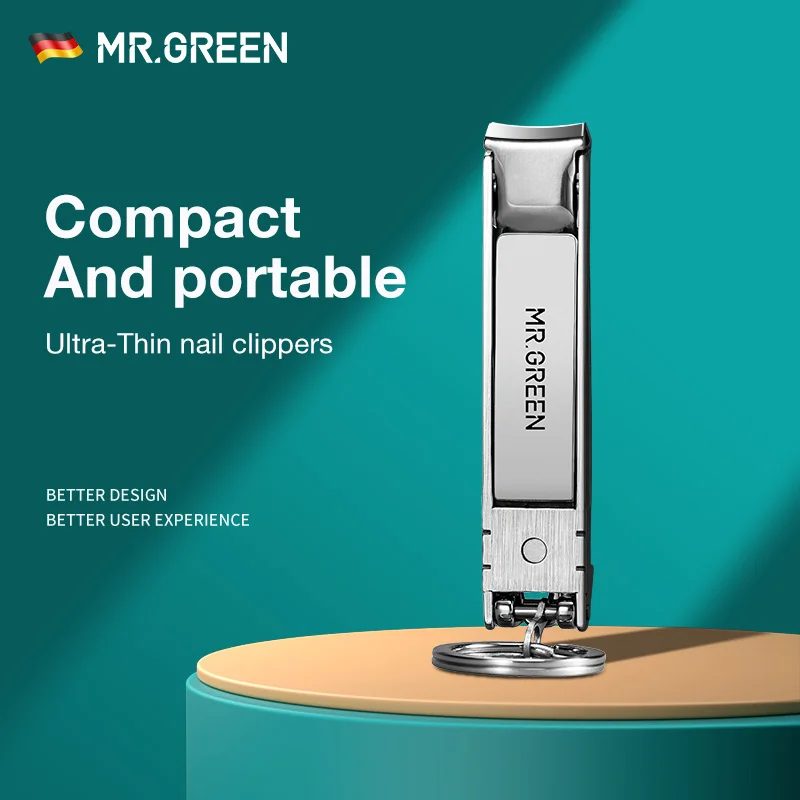MR.GREEN Ultradünner Nagelknipser, zusammenklappbar, tragbar, für Reisen, Fingernägel, Nagelschere, Schneider, Edelstahl, Maniküre-Werkzeuge