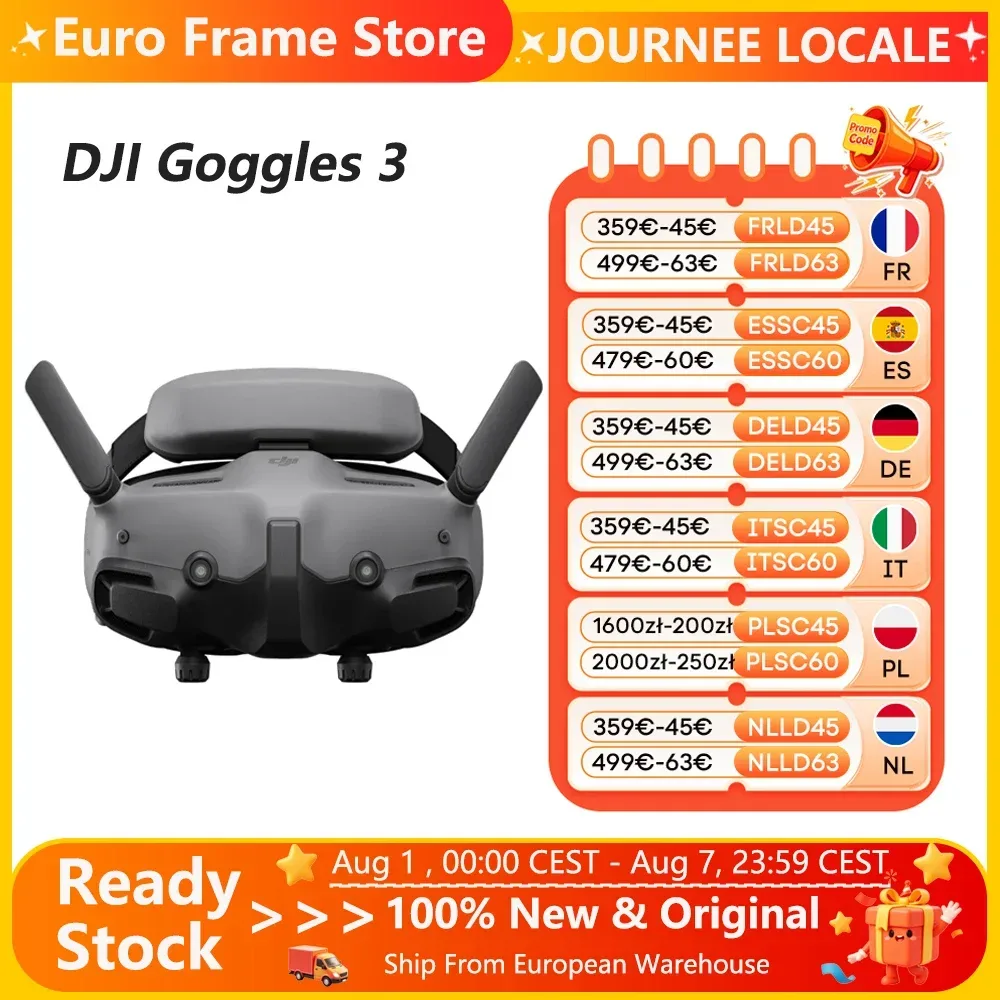 DJI Goggles 3 FPV-Brille mit Micro-OLED-Bildschirmen für Immersives Flugerlebnis, O4 HD-Videoübertragung, Kabellos, Neu Original