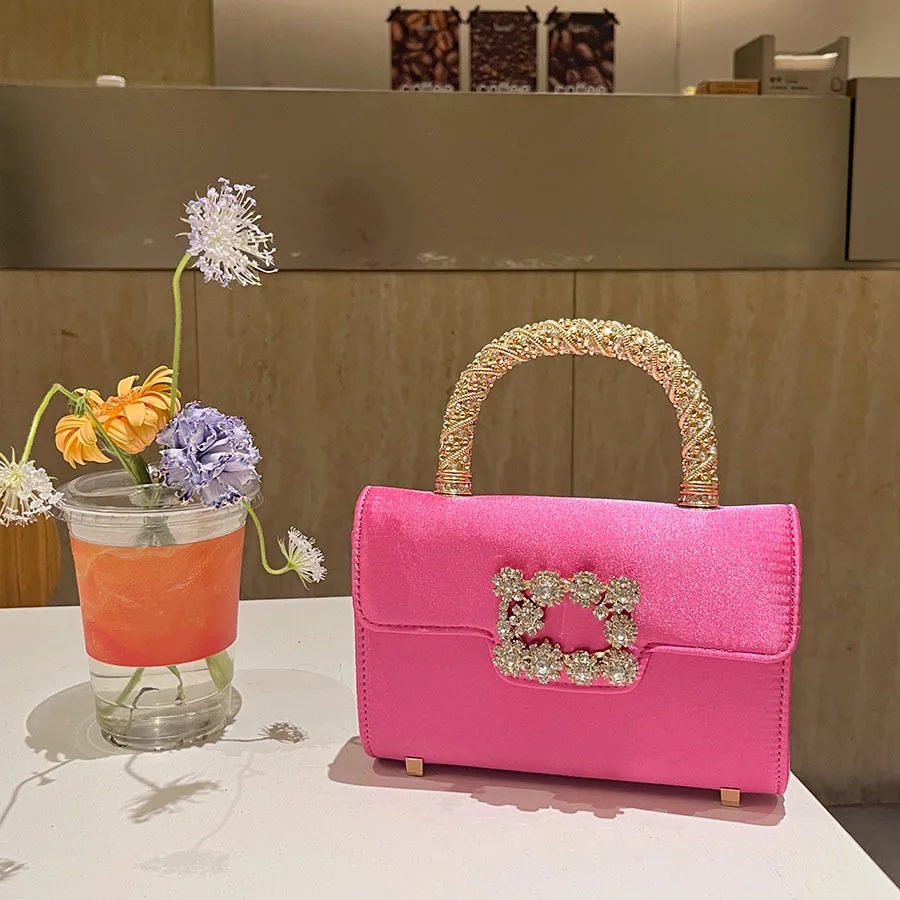 Glänzende, diamantbesetzte kleine Umhängetasche im Duft-Stil, hochwertige Seiden-Luxushandtasche, vielseitige Abendtasche.