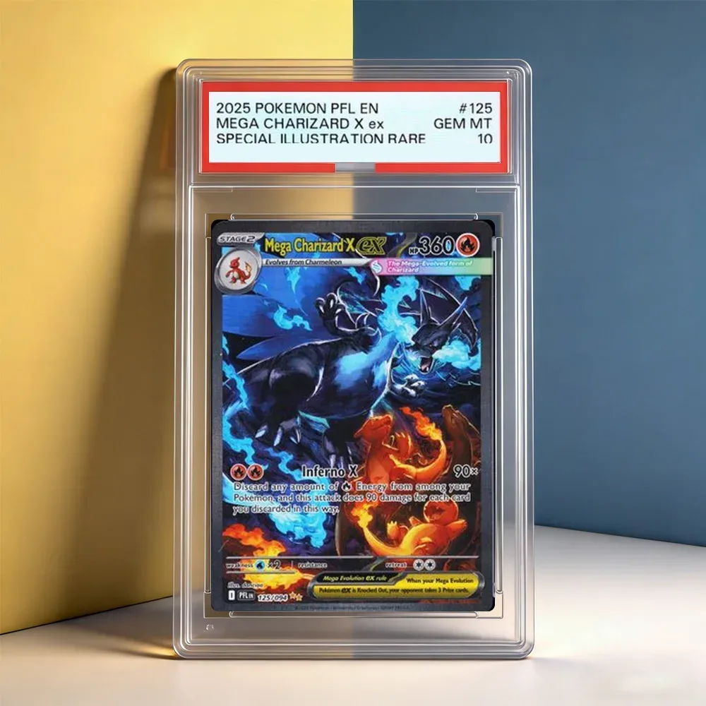 DIY PTCG Bewertungskarte Einzelkarte 2025 PFL EN MEGA CHARIZARD X Ex SPEZIELLE ILLUSTRATION SELTEN GEM T10 Hobby-Sammlung Flash-Karte