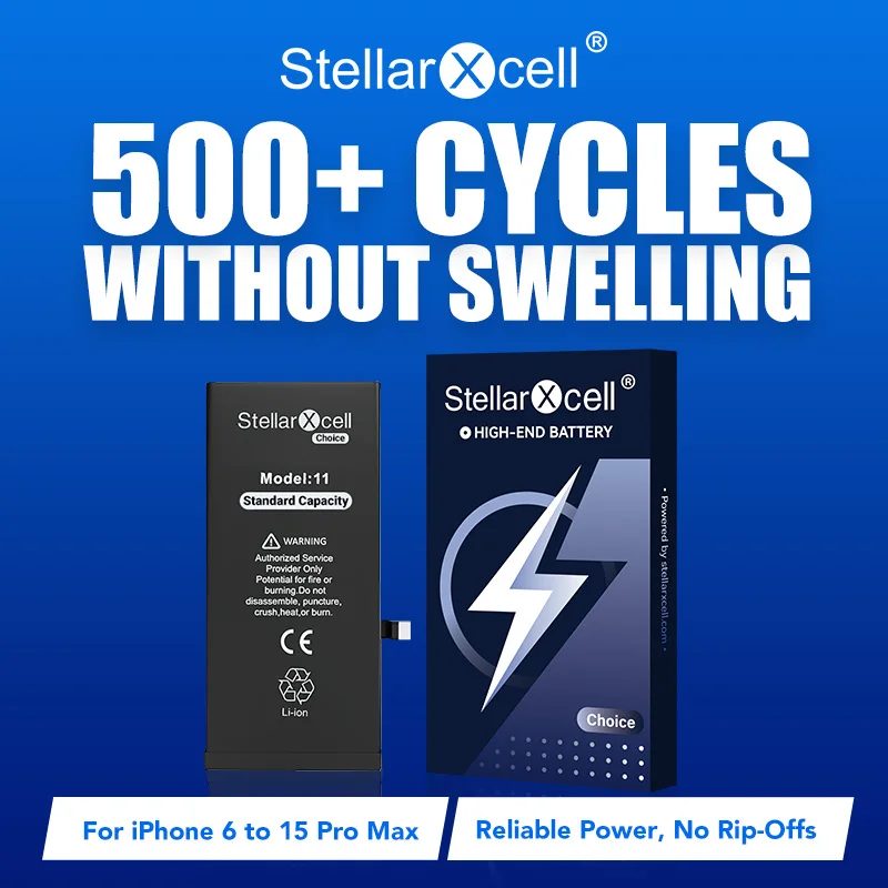 StellarXcell Choice Akku für iPhone, Versand aus Deutschland, für iPhone 11 12 13 14 15 mini plus pro promax, Akku mit Standardkapazität, Akku in Standardqualität, iPhone-Akku-Ersatz mit kostenlosen