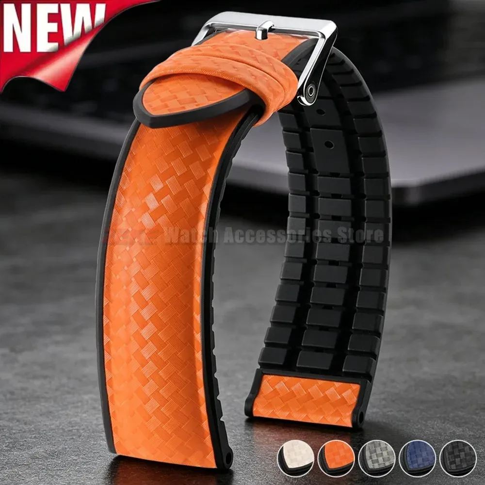 Nylon-Segeltuch-Gummi-Hybrid-Uhrenarmband 20mm Herren Damen Silikon Wasserdichtes Uhrenband für Seiko für Omega Orange Blau Armband