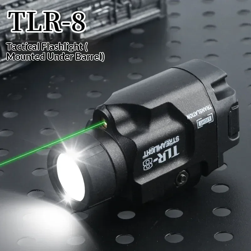 TRL-8 20mm Universelle Taktische Taschenlampe aus Metall mit Starkem Weißlicht, Outdoor-Infrarotlaser und Grünlicht für Spielzeugwaffen-Zubehör