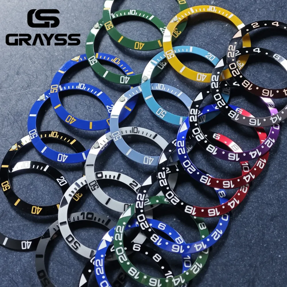 GRAYSS 38mm Keramik Für 40mm SUB Uhrengehäuse Legierung Uhr Lünette Einsatz Ring Hang NH35 NH34 GMT Tauchen Männer Uhr Teil Zubehör