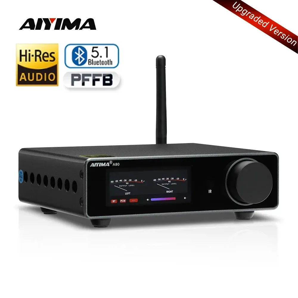 AIYIMA A80 Verbesserter TPA3255 DAC Bluetooth PFFB Stereo-Leistungsverstärker 300Wx2 Klasse D HiRes Digital-Verstärker RCA TRS OPT COA USB-Eingang