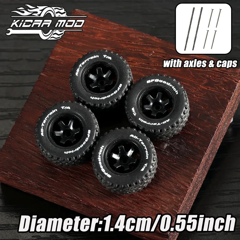 1/64 Offroad-Modellauto-Räder mit Nieten ? 14-mm-Reifen für Druckguss-Modellautos, Pickup-Trucks, Maßstab 1:64 ? 1 Set (4 Stück)