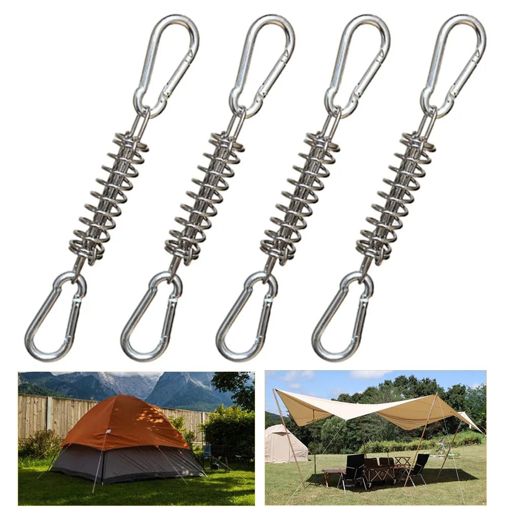 4/6Pcs Camping Zelt Wind Seil Frühling Schnalle Zelt Spanner Camping Deck Heringe mit Karabiner Clips Markise Spanner feste Haken