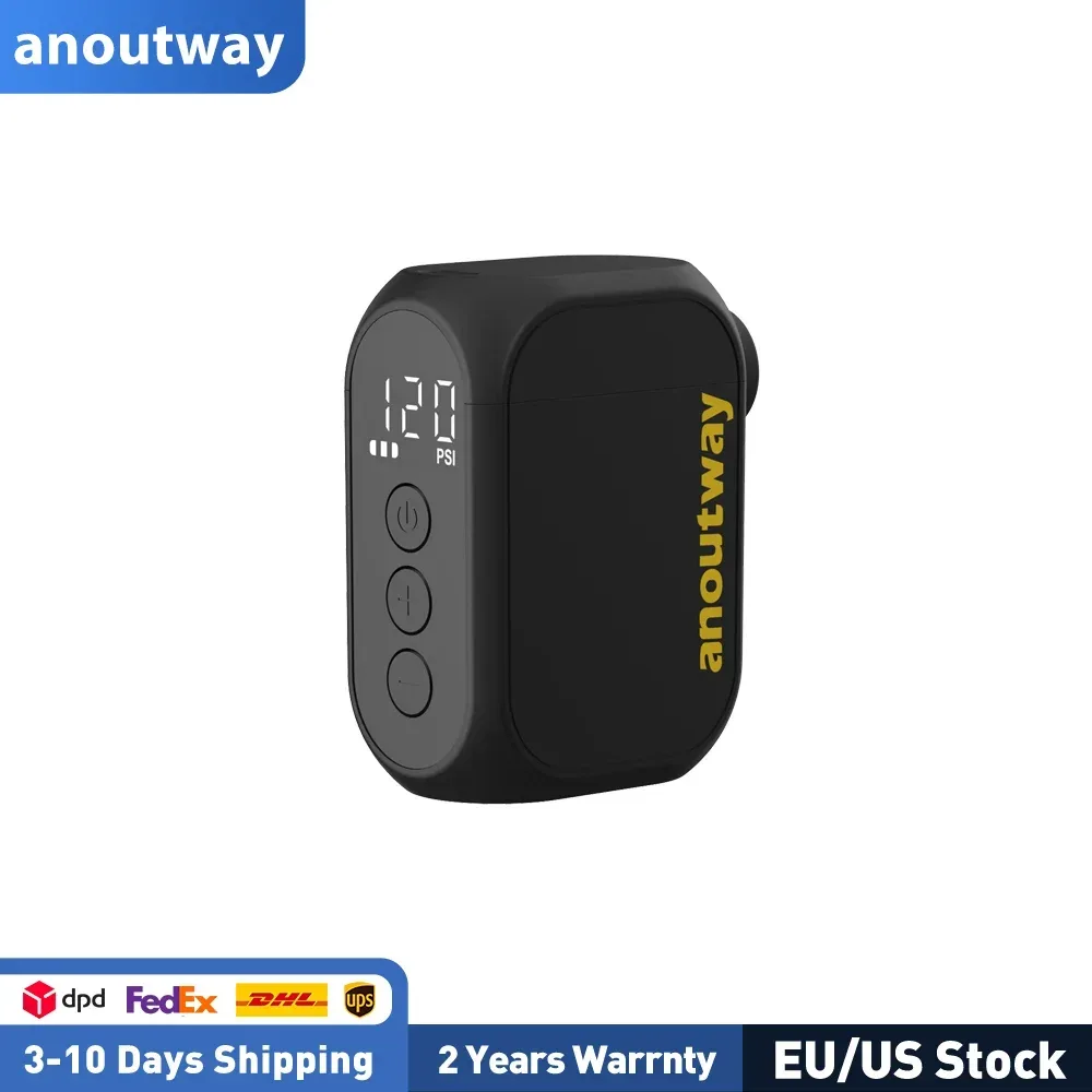 anoutway AT1 Pro Mini-Elektropumpe für Fahrräder, kabelloser Reifenfüller mit Bildschirm, 25 Minuten Schnellladung, 120 PSI, max. 450 mAh Akku