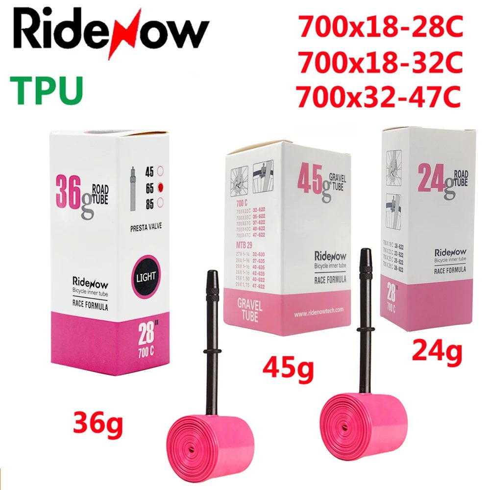 RideNow TPU Fahrradschlauch 700C 700x18 23 25 28 32 35 37 40 47C Rennrad-Reifen MTB Fahrradkamera 29x1.5 1.75 1.9 Pneu Aro