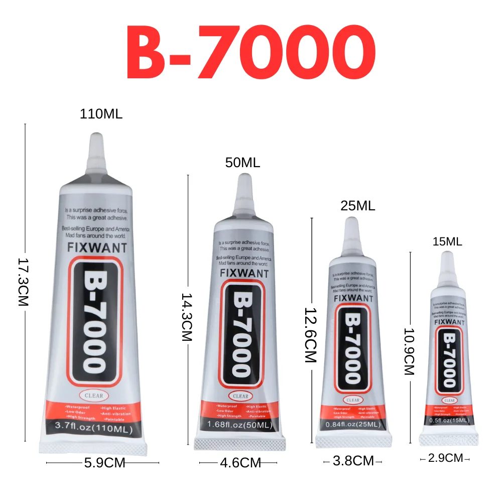 B-7000 15/25/50/110ML Transparent Telefon Bildschirm Reparatur Kleber B7000 Universal Glas Kunststoff DIY Kleber mit Präzision Applikator