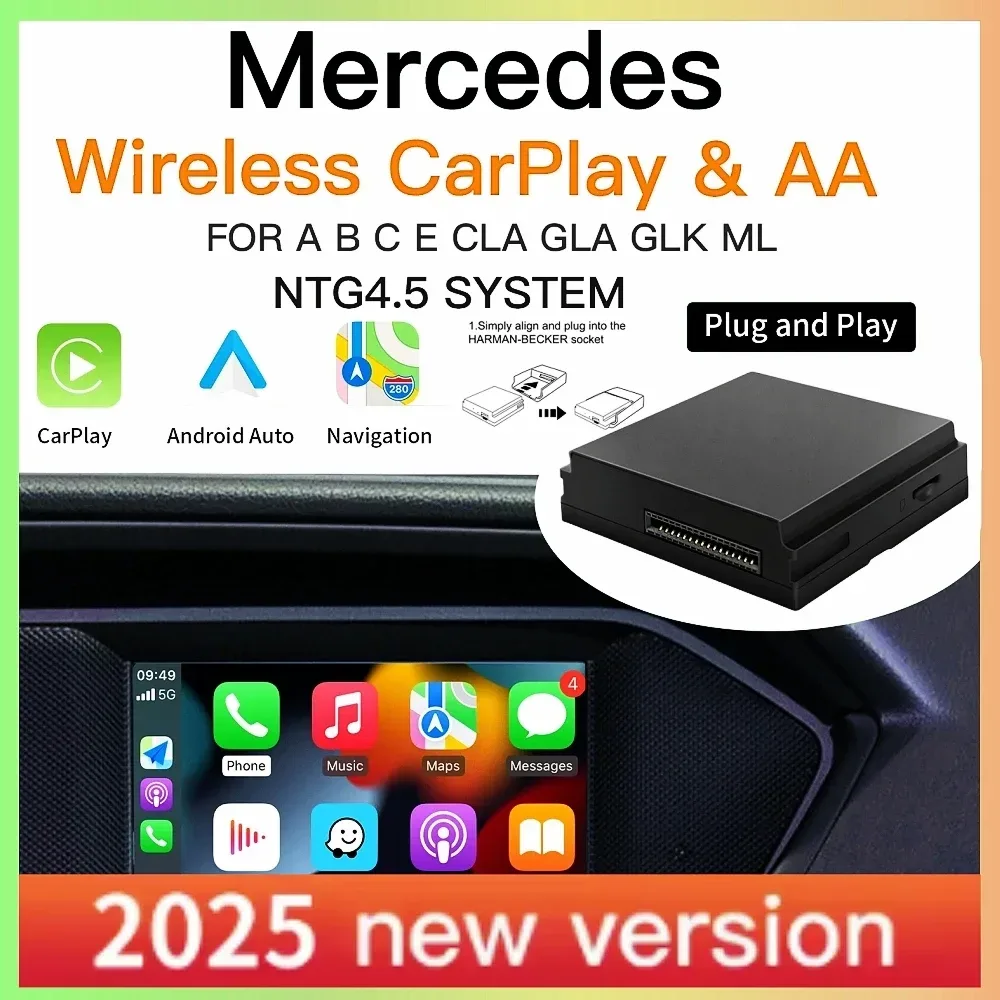 Kabelloses Carplay geeignet für Mercedes Benz A B C E CLA GLA GLK ML Sprinter NTG4.5 Becker Modul Android Auto Navigation