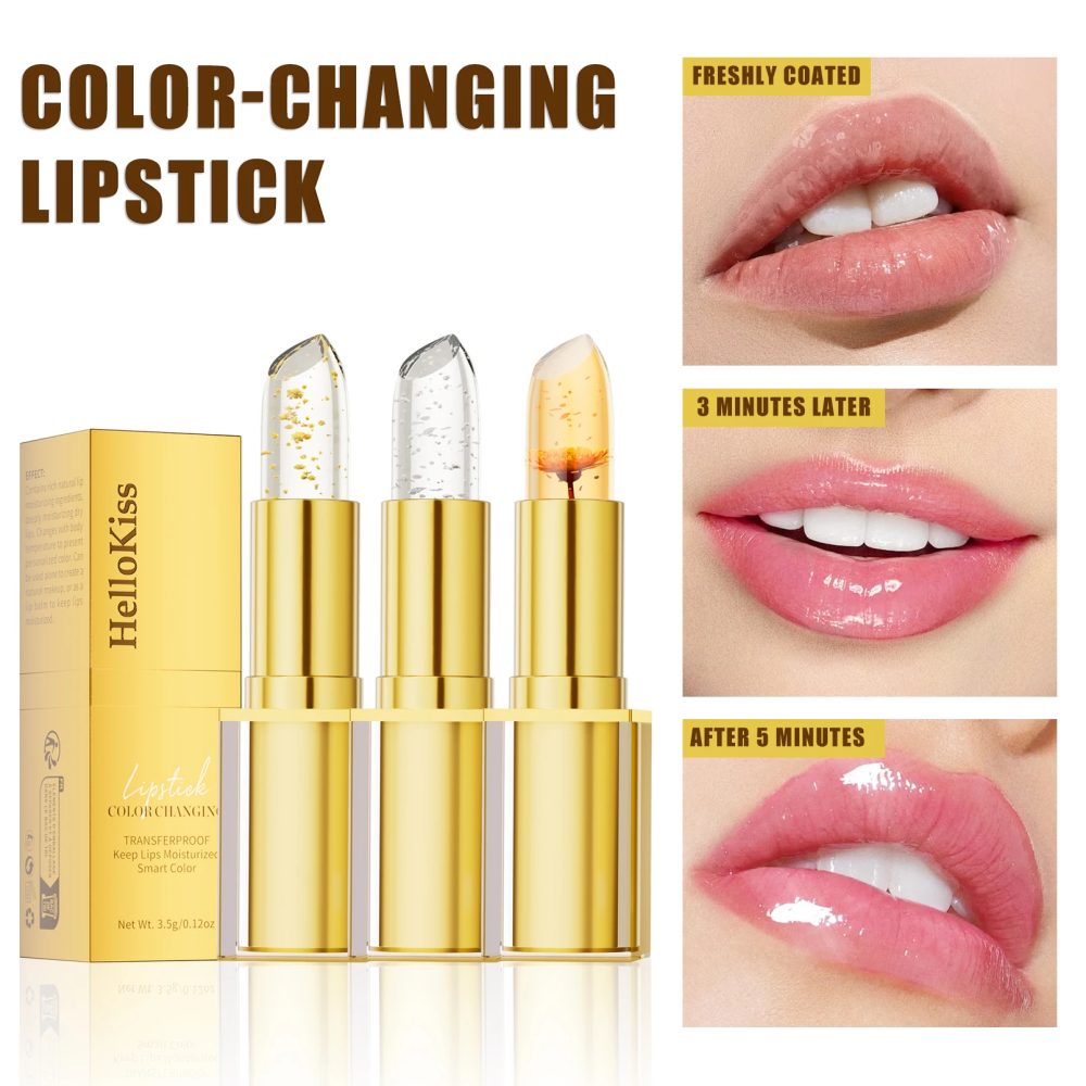 Temperatur Farbwechsel Blume Lippenstift Transparent Wasserdicht Feuchtigkeitsspendende Kristall Gelee Perlglanz Lippenbalsam Kosmetik