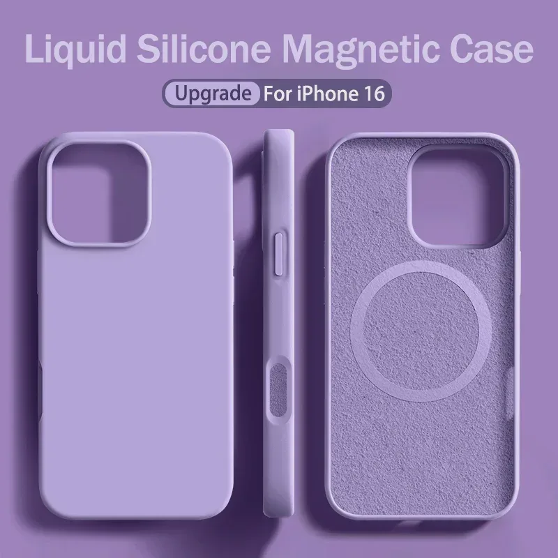 Upgrade der magnetischen Flüssigsilikonhülle für iPhone 16 15 14 13 Pro Max 12 11 Plus für Magsafe Soft Phone Protection Zubehör