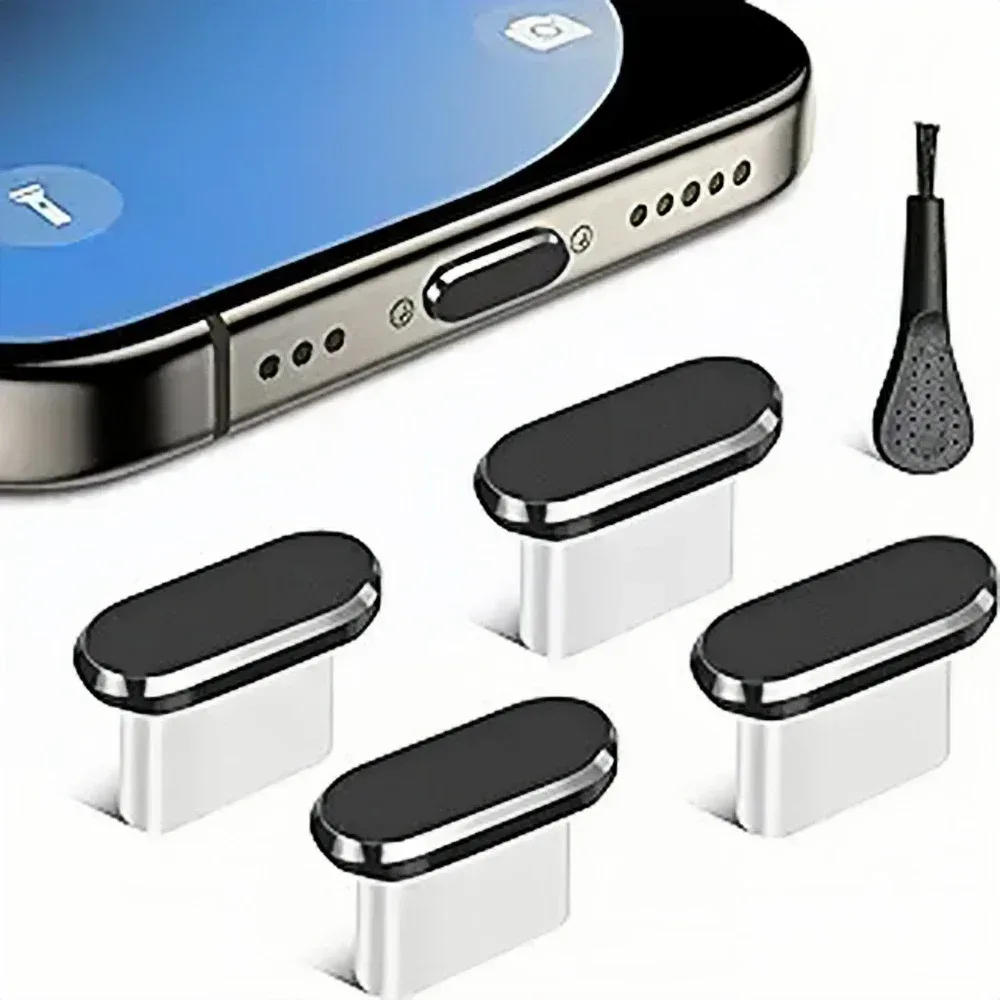 4Pcs USB C Staub Stecker Mit Reinigung Pinsel Anti Staub USB-C Stecker Abdeckung Lade Port Abdeckung Kappen für Samsung Xiaomi Alle Typ C Telefon