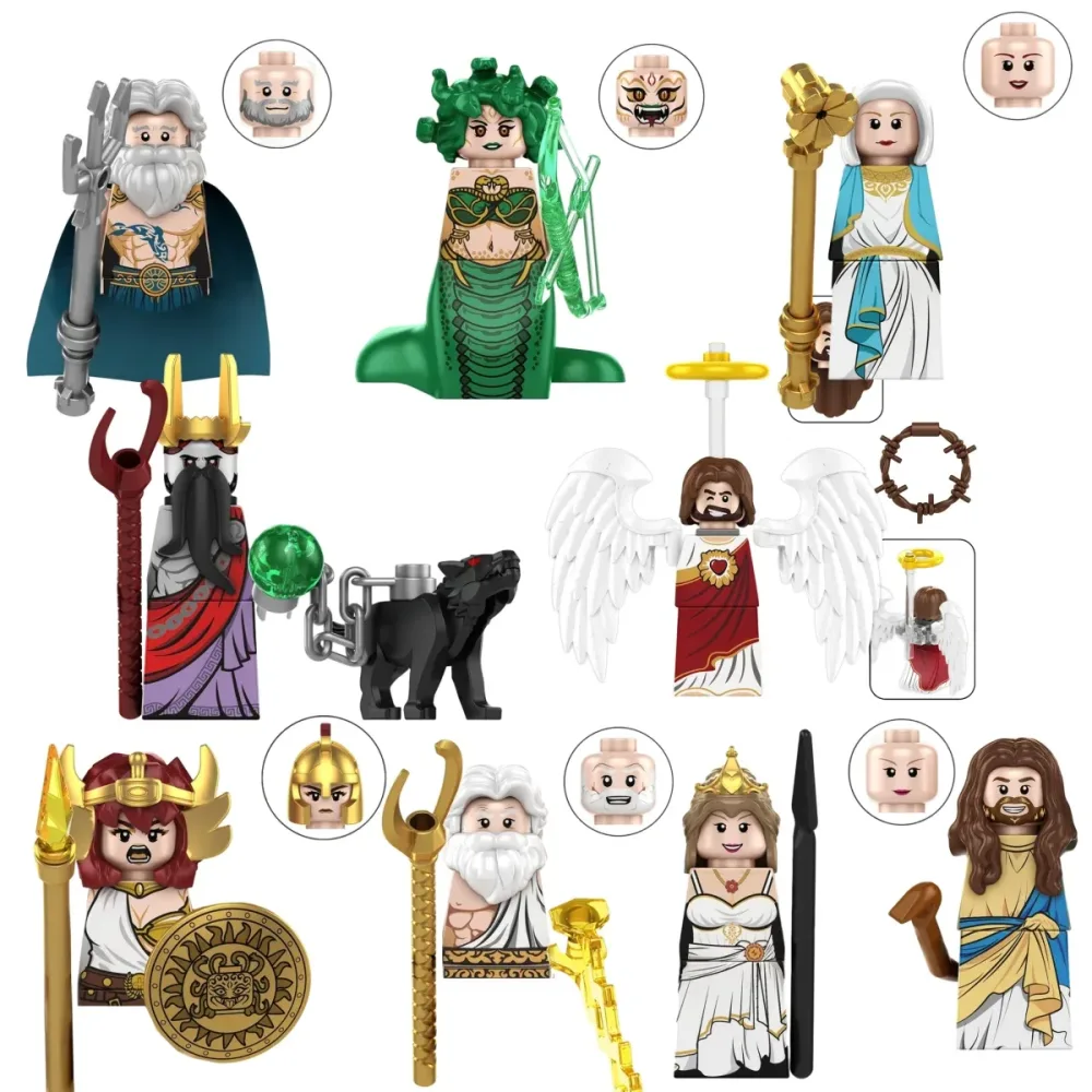 Blind Box TP1044 Mini-Figuren Griechische Mythologie Medusa Poseidon Zeus Bausteine Jesus Hades Athene Baustein-Modell Spielzeug