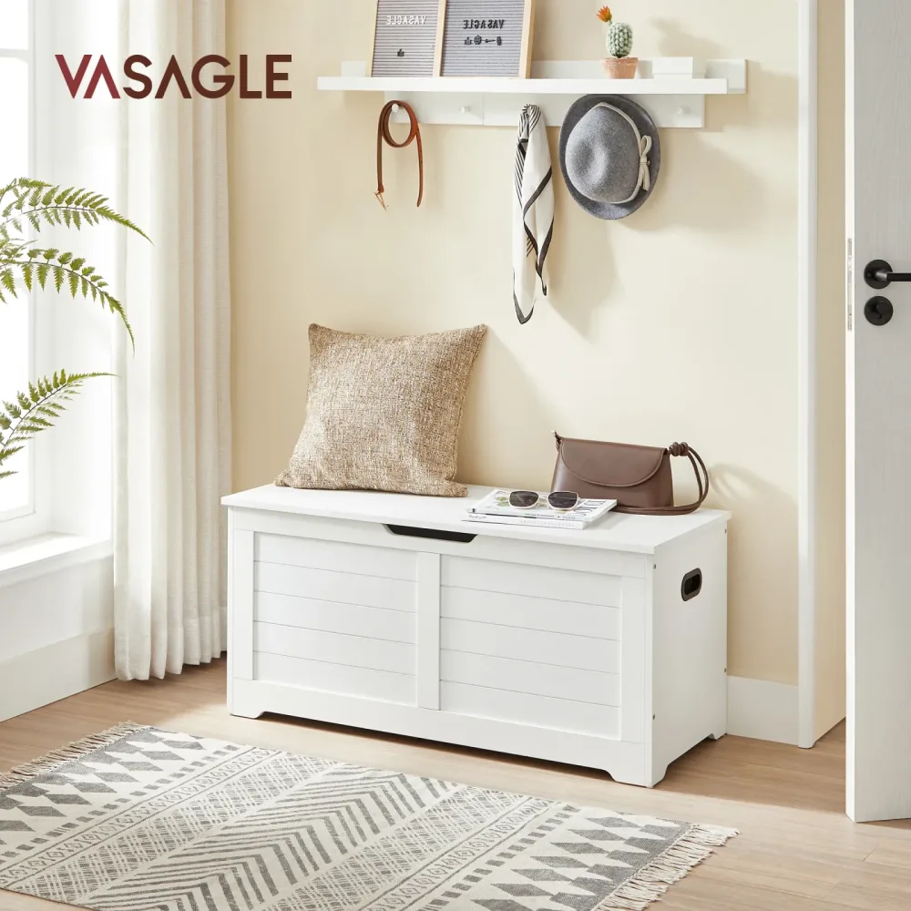 VASAGLE Sitzbank, Aufbewahrungsschrank, Spielzeugtruhe, Schuhbank, Sitztruhe, Aufbewahrungsbox,100 x 40 x 46 cm