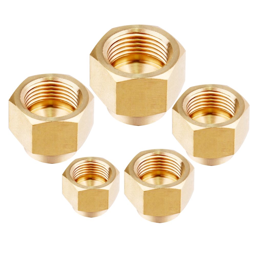 1 Stück Messing Flare Cap Kompressionskappe 45 Grad Flare Tube Gasleitungskappe Rohrverschraubungen für 1/4 Zoll 5/16 Zoll 3/8 Zoll 1/2 Zoll 5/8 Zoll Rohr-Außendurchmesser