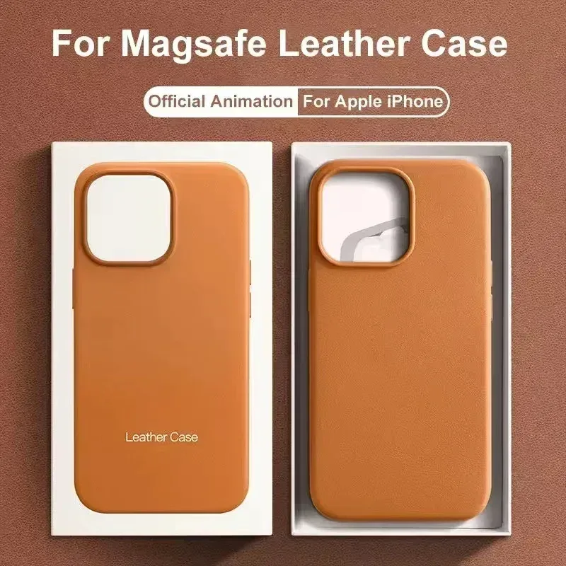 Luxuriöse Magnetische Lederhülle für Apple iPhone 17 Pro Max 16 13 12 14 15 Plus Offizielles MacSafe für Magsafe iPhone Cover Etui