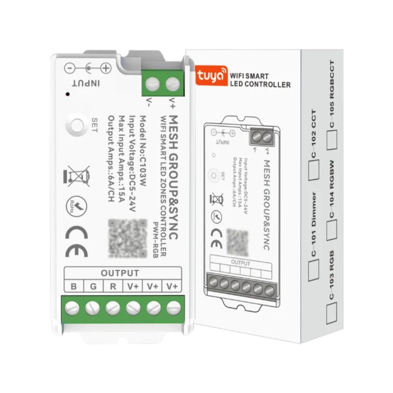 Tuya Smart Bluetooth WiFi Zigbee LED-Lichtstreifen-Controller Alexa-Lautsprecher Zonen-Synchronisation Musik-Dimmer CCT RGB 12V 24V Heim & Gewerbe