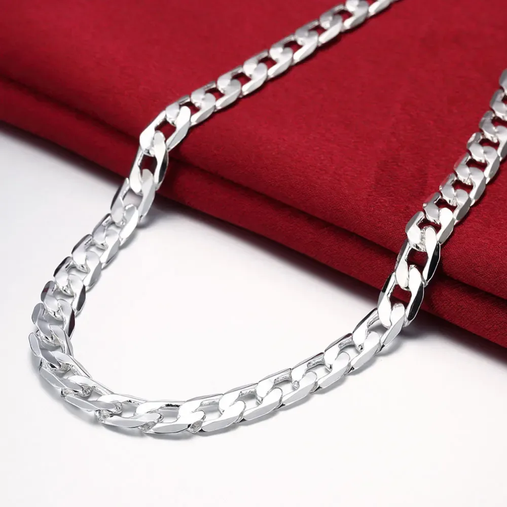 Herren-Halskette aus 925er-Sterlingsilber, klassisch, 12 mm, kubanische Kette, 45,7?76,2 cm, Charm, hochwertiger Modeschmuck, Hochzeit