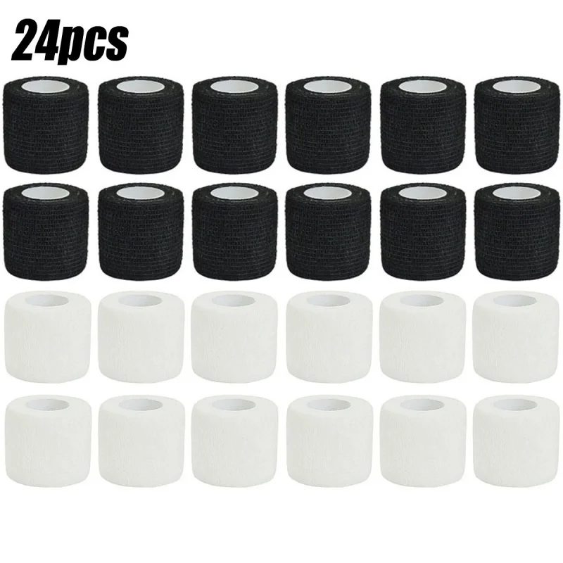 3/6/12/24Pcs Schwarz Weiß Sport Selbstklebende Elastische Bandage Wrap Band Hansaplast Für Knie Unterstützung Pads finger Knöchel Palm