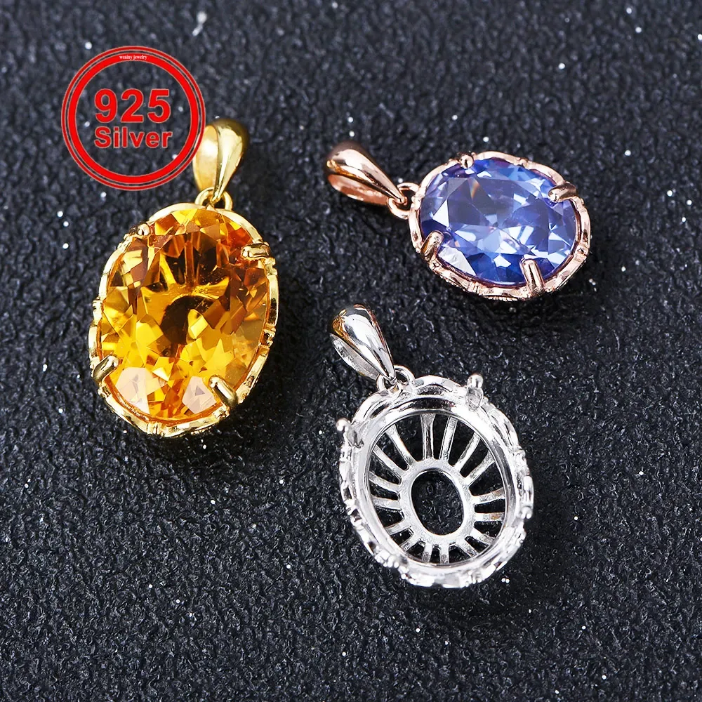 5*7-12*16mm Anhänger Blank Open Bezel Fassung, S925 Sterling Silber Vier-Prong Exquisite Spitze Stil Anhänger Basis
