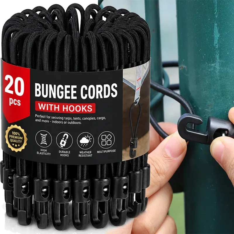Bungee-Seil Mini-Gepäckgurt Hochelastisches Expander-Seil mit Haken Verstellbarer Gummi-Spanner Camping-Elastikband