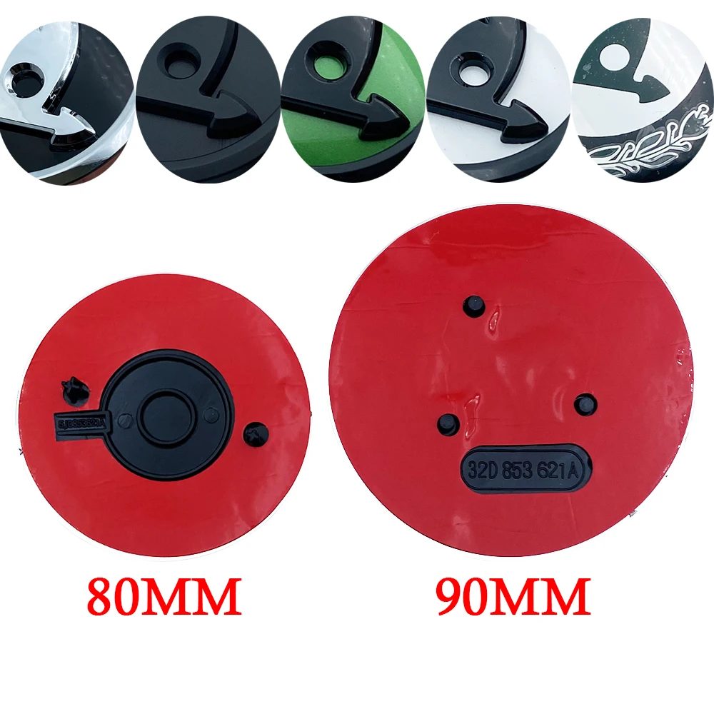 2 Stücke 80 MM/90 MM 3D Auto Emblem Abzeichen Haube Vorne Hinten Stamm Logo Für Skoda Fabia 1 2 Octavia a7 RS Superb Schnelle Yeti Karoq Vision