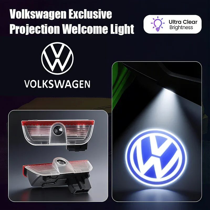 2 Stück LED-Türprojektor-Willkommenslichter für VW Passat B6 B7 B8 B9 Touareg Golf 5 6 7 GTI R Jetta MK6 MK7, Zubehör für Geister-Schatten-Effekt