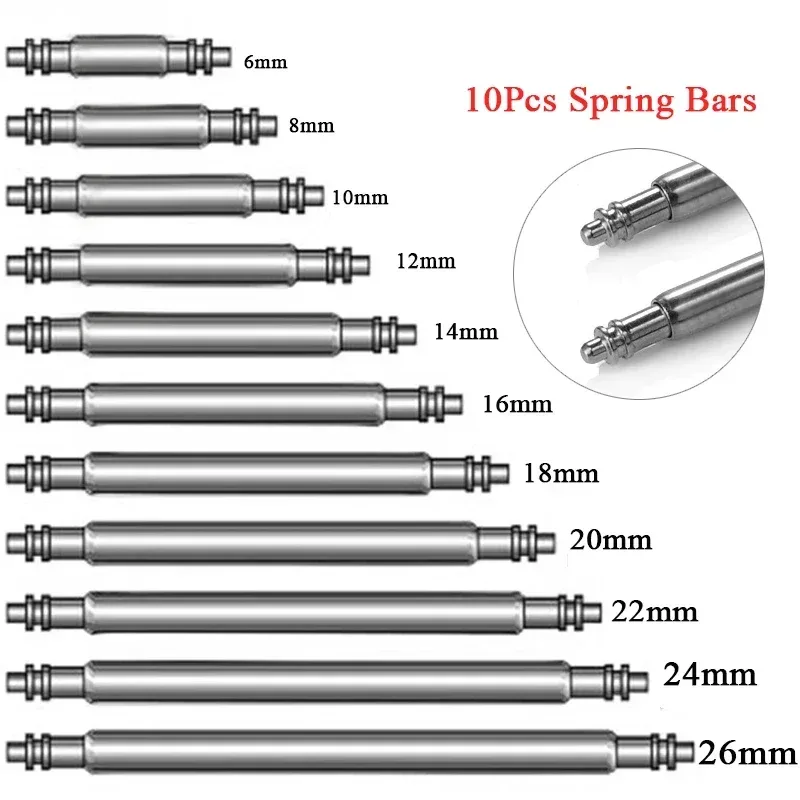 6mm 7mm 8mm 9mm 10mm 11mm 12mm 13mm 14mm 15mm 16mm 18mm 19mm 20mm 22mm 23mm 24mm Uhrenarmband Federsteg 1.5mm 1.8mm Metallstift