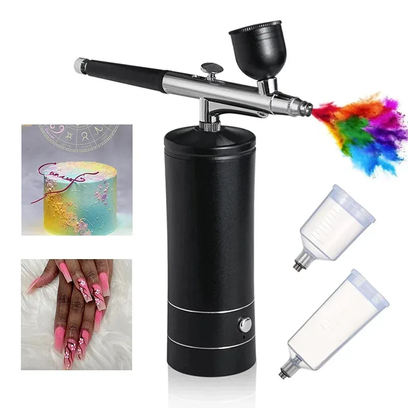 Tragbares Airbrush-Set mit Kompressor, USB-Aufladung, 0,3mm Düse für Malerei, Tätowierung, Maniküre, Make-up und Modellierung