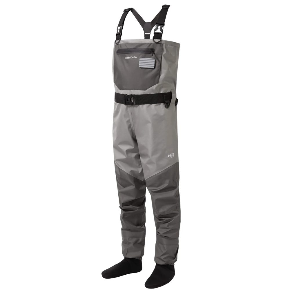 BASSDASH Fishing Wader Leichter Strumpffuß FW08 Atmungsaktive Wathose für Herren, wasserdichte Fliegenfischen-Brust