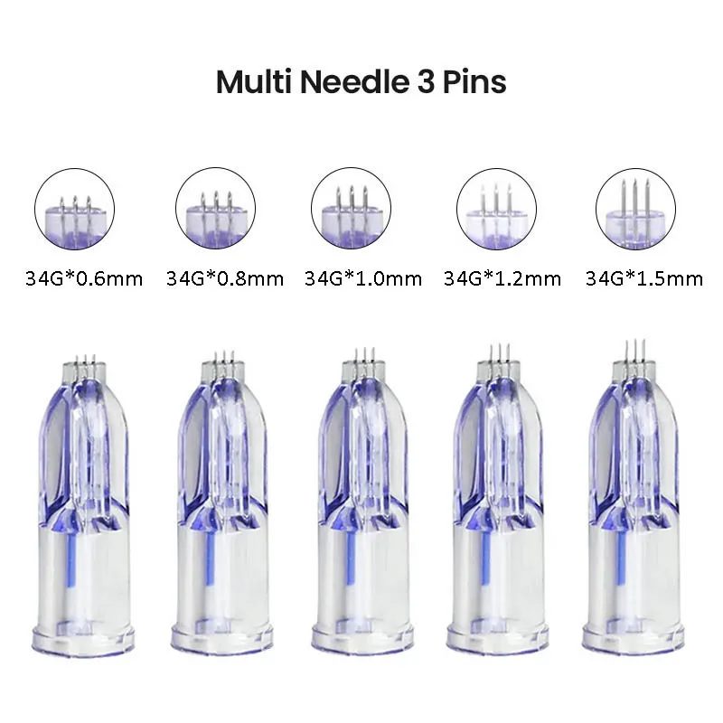 Sterile Nanosoft 34G Nano-Nadel 3-Pin 0,6mm 0,8mm 1,0mm 1,2mm 1,5mm Hautverjüngung Nano Soft Agujas Einzeln Verpackt